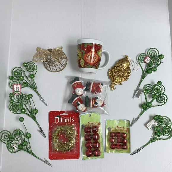 Lot of 16 Christmas Holiday Decorations Mug Ornaments Santa Bells - Picture 3 of 11